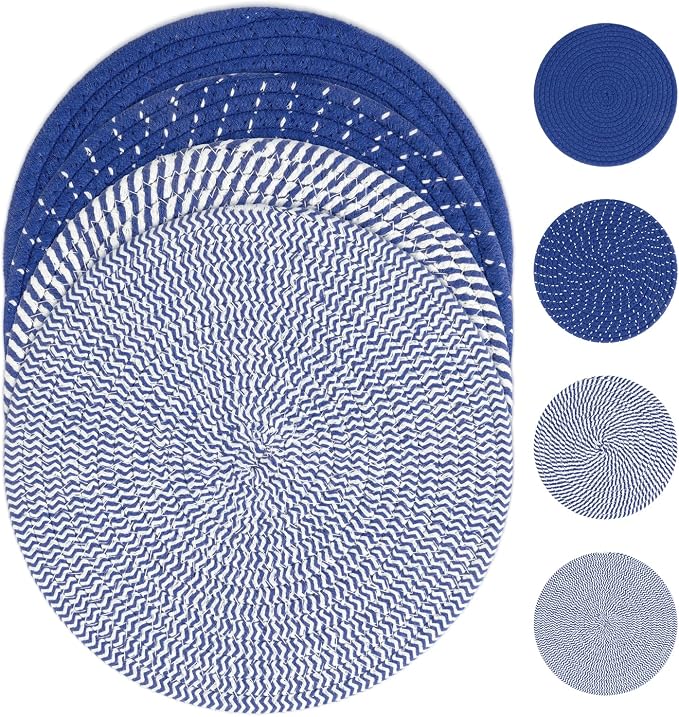SHACOS 10 Inches Trivets for Hot Dishes, 4 Pieces Cotton Trivets Mats for by SHACOS