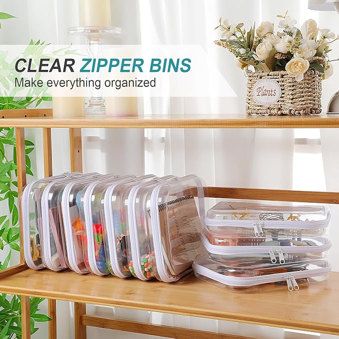 Sanwuta 10 Pcs Hard Zipper Case Clear Hard Pouches Plastic Zipper Pencil Box - Image 5