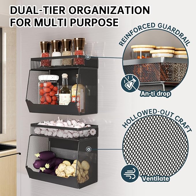 Magnetic Shelf for Fridge 2-Tier Baskets - Image 3