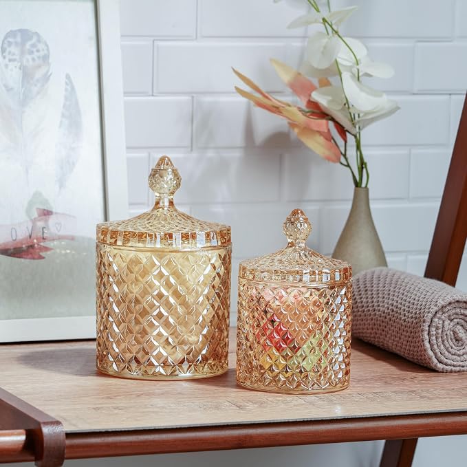 R FLORY 2 Pack Qtip Holder Glass Apothecary Jars - Image 5