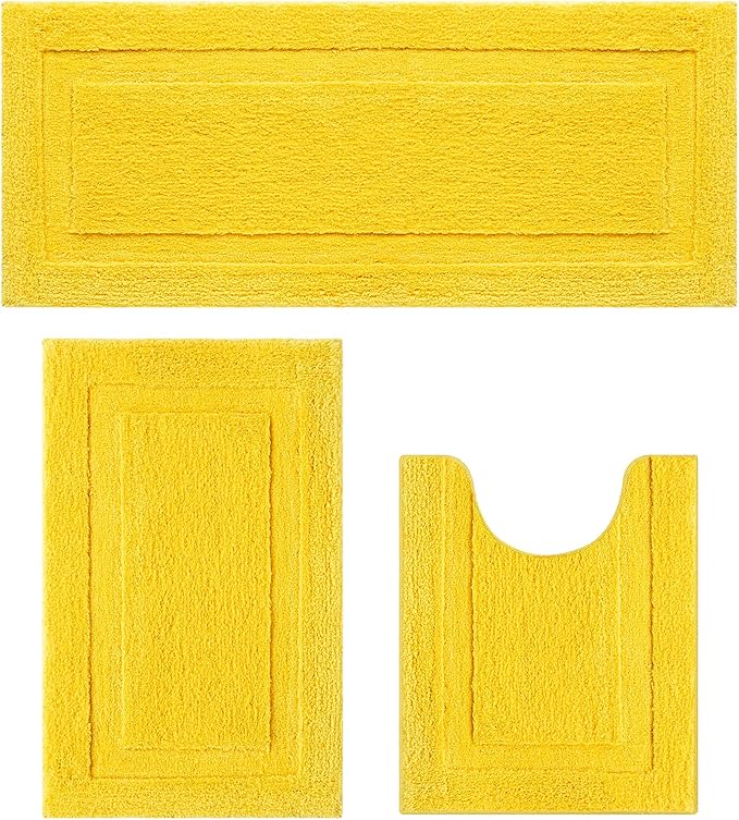 SHACOS Yellow Fall Bathroom Rugs Sets 3 Piece, Soft Fluffy Water Absorbent by SHACOS
