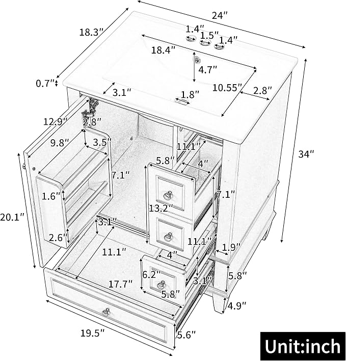 Harper & Bright Designs 24" Bathroom Vanity - Image 2