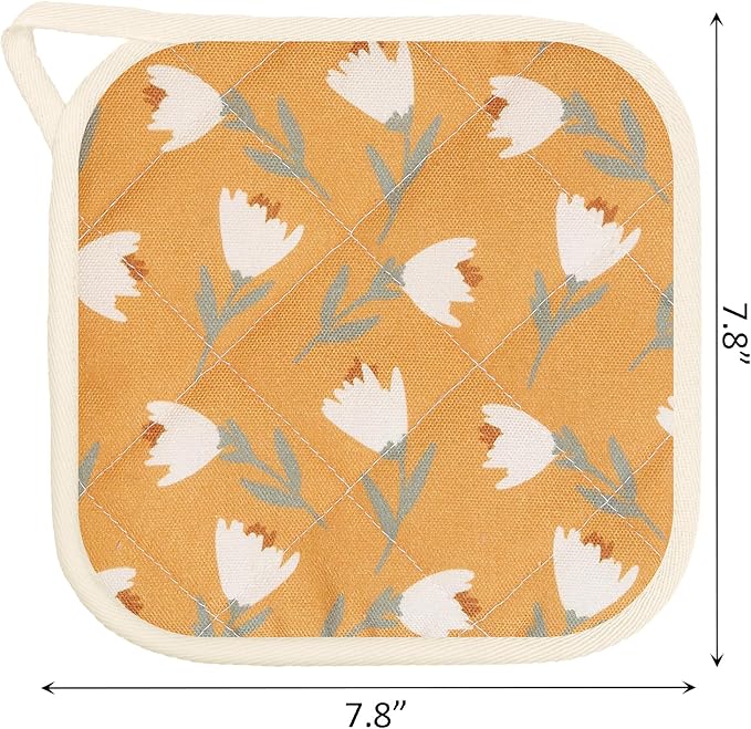6 Pack Pot Holders 100% Cotton Heat Resistant Potholder, Machine Washable Pot - Image 2