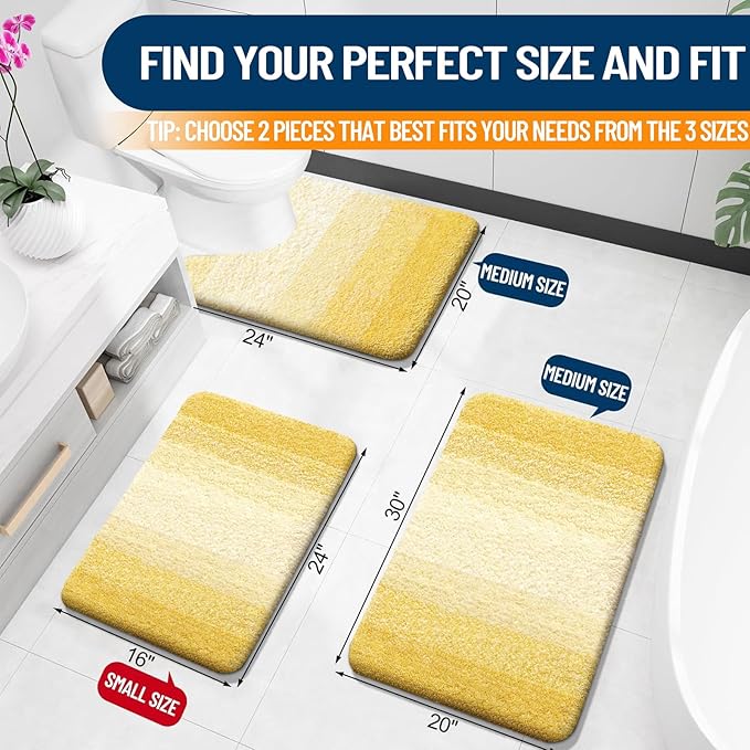 OLANLY Bathroom Rug Set 2 Piece, Soft Absorbent Microfiber Bath Rug Set - Image 2