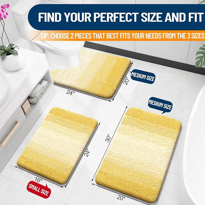 OLANLY Bathroom Rug Set 2 Piece, Soft Absorbent Microfiber Bath Mats and - Image 2