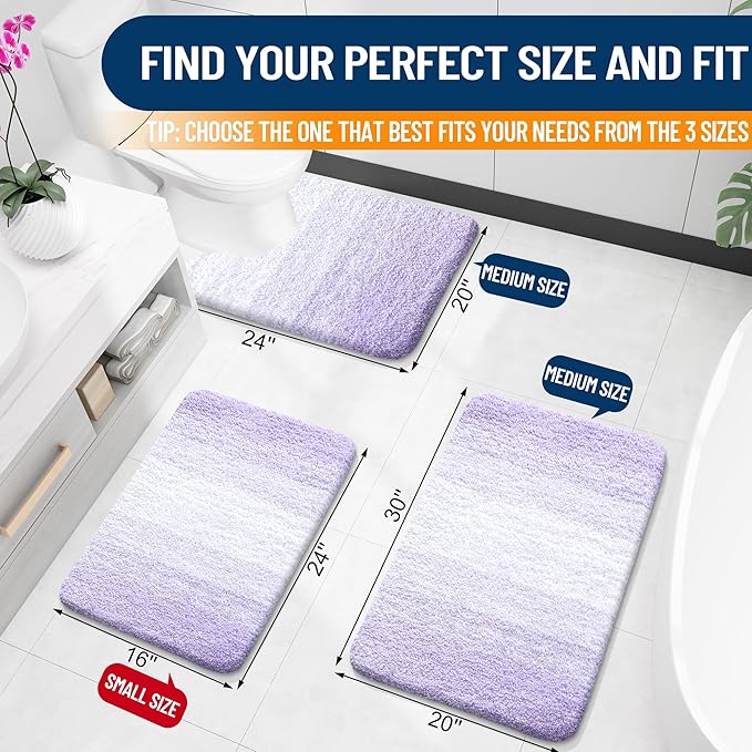 OLANLY Bathroom Rug Set 2 Piece, Soft Absorbent Microfiber Bath Mats and - Image 2