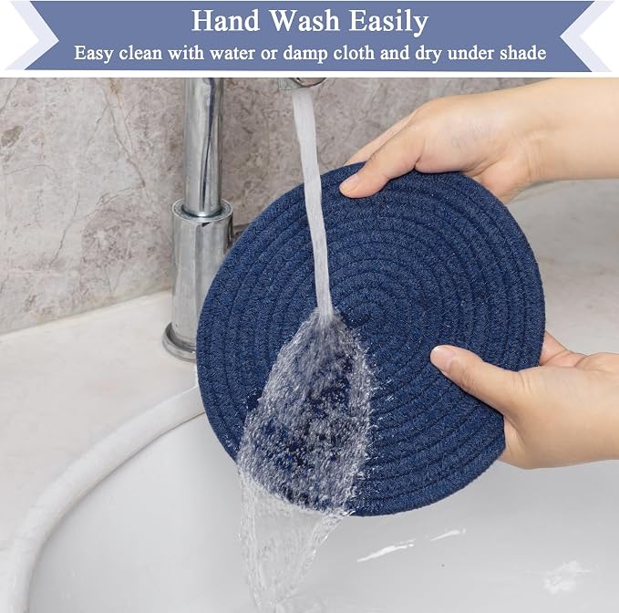 SHACOS 10 Inches Trivets for Hot Dishes, 4 Pieces Cotton Trivets Mats for - Image 9