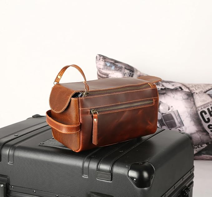 KomalC Premium Buffalo Leather Toiletry Bag - Image 8