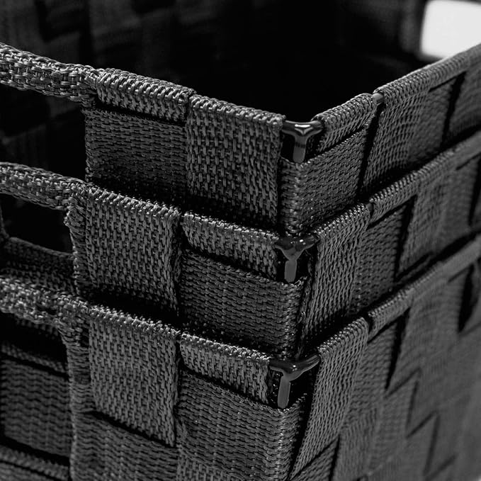 Woven Black Storage Baskets Shelf Tote Boxes Container, Durable Storage - Image 6