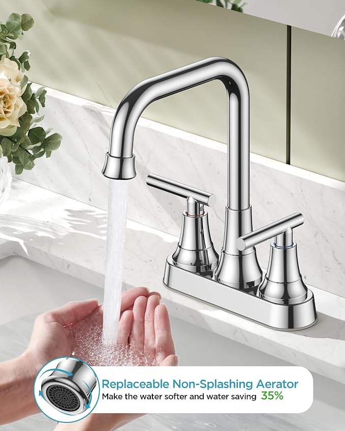 FORIOUS Bathroom Faucets for Sink 3 Hole Chrome, 4 Inch Centerset Bathroom Sink - Image 3