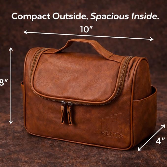 G.B.S GENTS Faux Leather Men’s Toiletry Bag – Travel Dopp Kit - Image 3