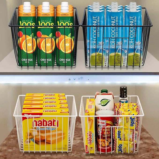 SANNO Freezer Storage Baskets, Pantry Storage Wire Basket Organizer Bins - Image 3