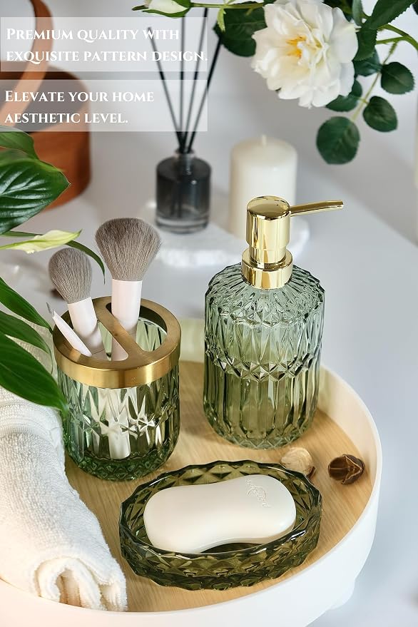 4pcs Glass Bathroom Accessories Set, Toothbrush Holder, Soap Dish, Soap - Image 5