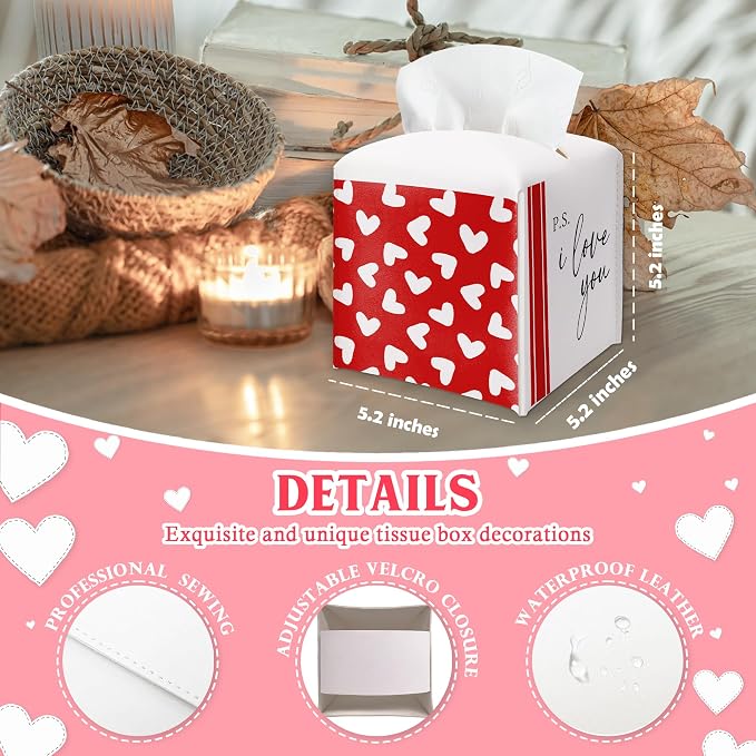 Red Heart Design Tissue Box Cover - Image 2