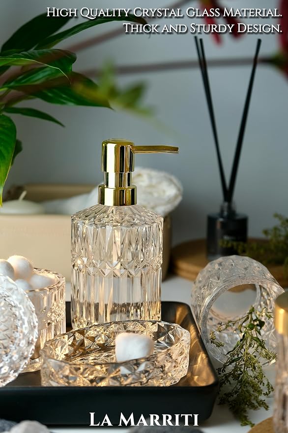 Glass Bathroom Accessories Set, Soap Dispenser, Toothbrush Holder Set, Soap Dish - Image 5