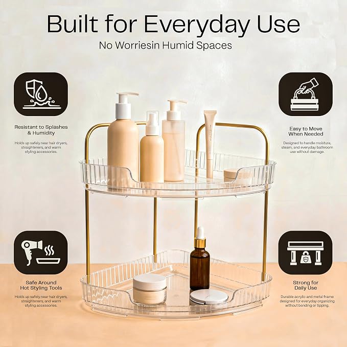 2-Tier Acrylic Corner Bathroom Organizer - Image 7