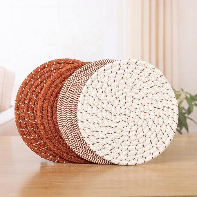 SHACOS 8 Inches Trivets for Hot Dishes, 4 Pieces Cotton Trivets Mats for Kitchen - Image 9