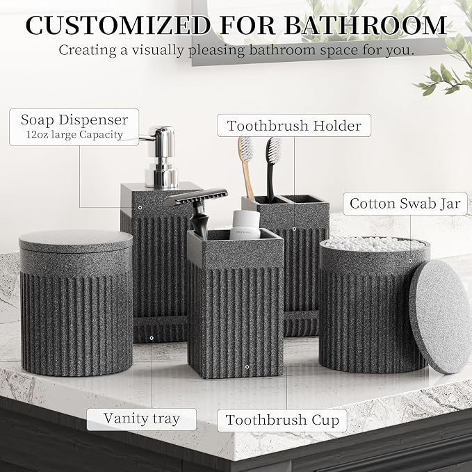 6-Piece Bathroom Set Grey - Image 2