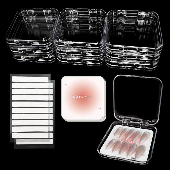 9 Pcs Press On Nail Storage Box, Transparent Acrylic Fake Nail Case by Qsnidy