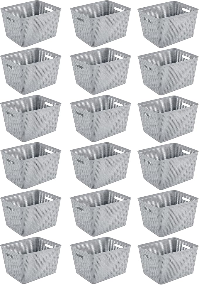 Sterilite 18 Pack Plastic Storage Bin Organization Containers, Tall Baskets by Sterilite