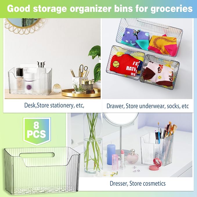 8 Pcs Storage Organizer Bins Wall Mounted Organizer Basket Plastic Cabinet Door - Image 6