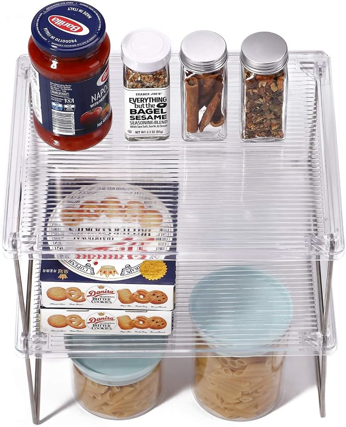 IVYHOME Pantry Organizer, Cabinet Storage Shelf Rack, Stackable Kitchen Cabinet - Image 7