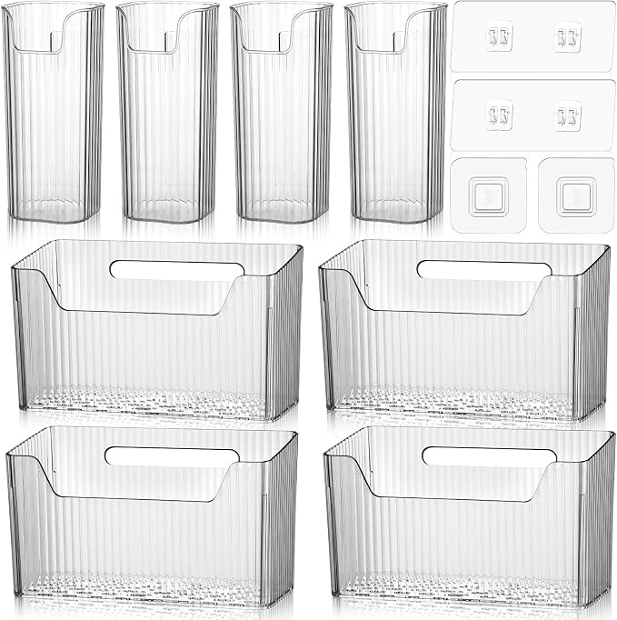 8 Pcs Storage Organizer Bins Wall Mounted Organizer Basket Plastic Cabinet Door by SiliFine