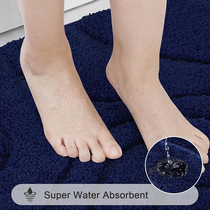 HEBE Bathroom Rugs Sets 5 Piece, Soft Absorbent Microfiber Bath Mat - Image 5
