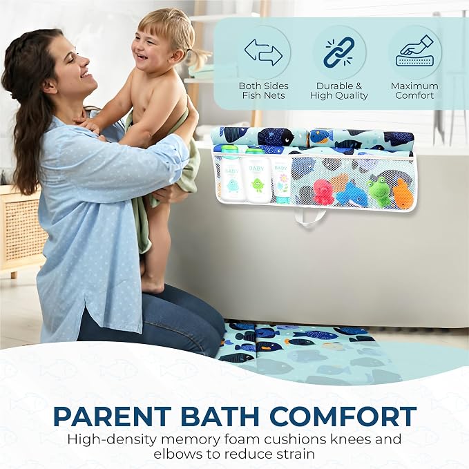 TubbieBuddies Bath Kneeler and Elbow Rest Pad Set – Fish-Themed Baby Bath - Image 2