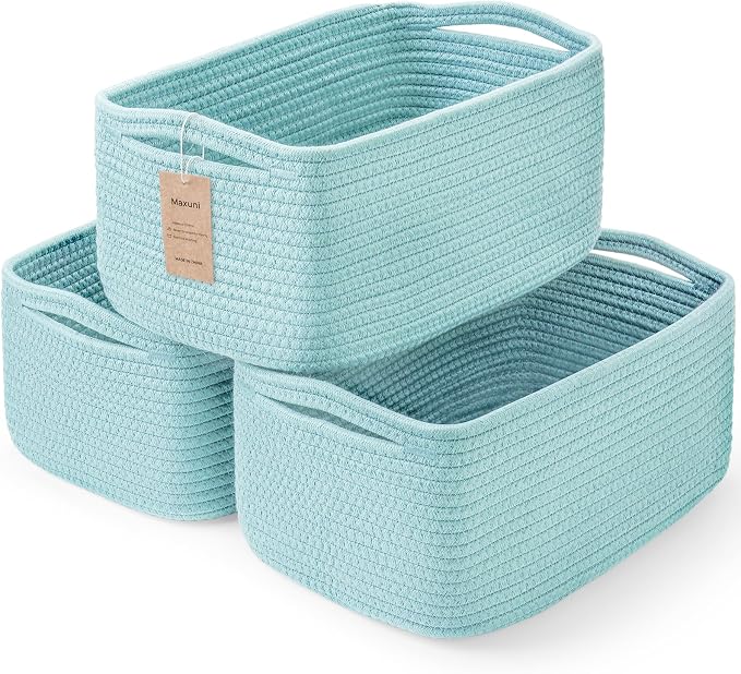 3-Pack Storage Baskets for Organizing | Woven Shelf Toy Basket | Rope Baskets by MaxuniTechLife