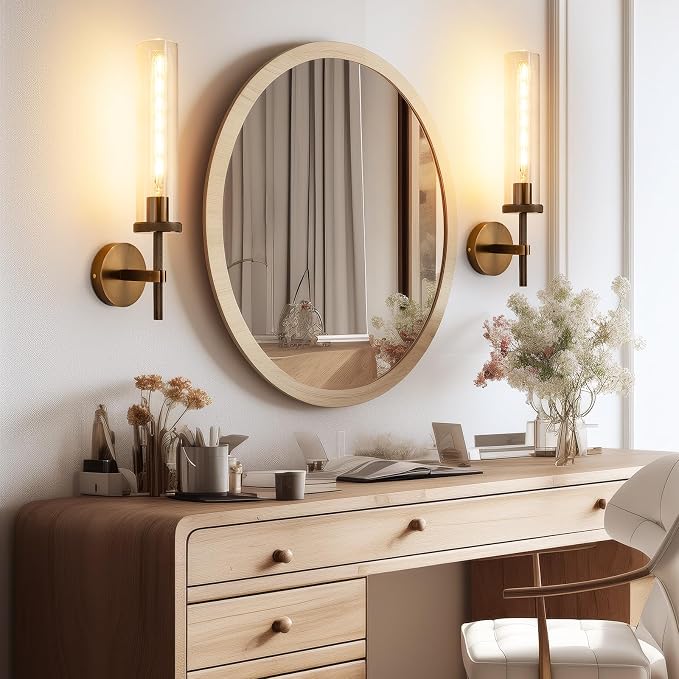 19.5" Knurled Bronze Wall Sconces Set of 2, Bathroom Vanity Light Fixtures - Image 6