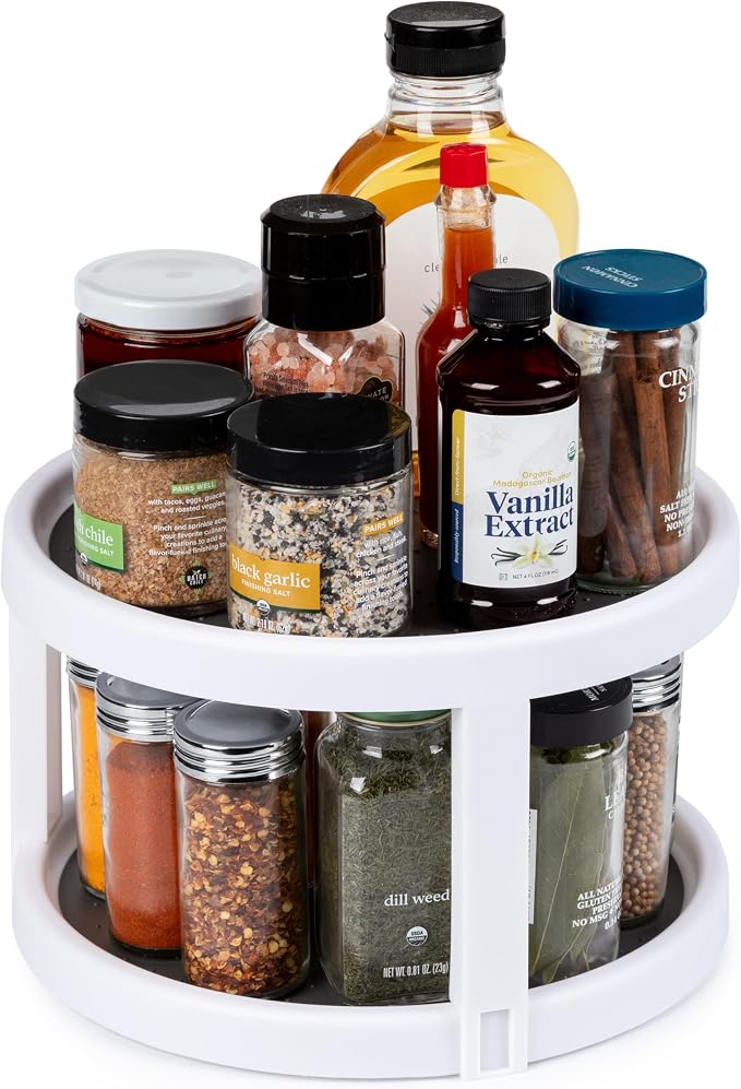 Kitchen Spaces Two-Tier Lazy Susan Organizer, Cabinet Turntable Shelf Storage by KitchenSpaces