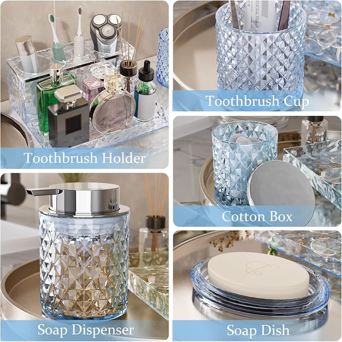 Glass Bathroom Accessories Set 5Pcs Crystal - Image 2