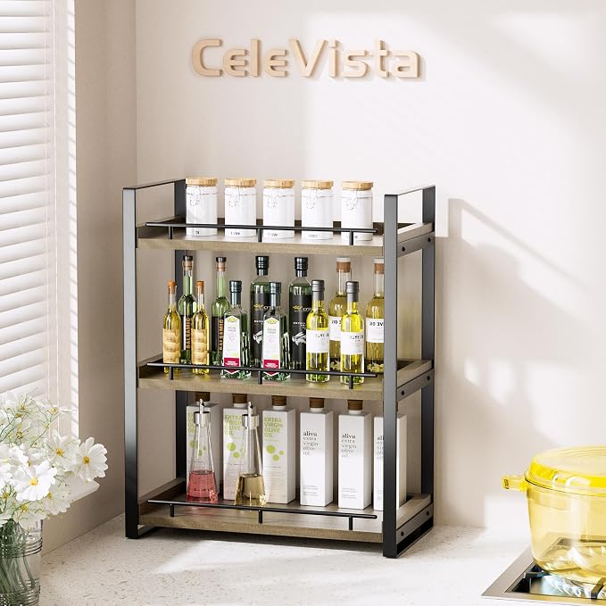 Bathroom Counter Organizer, 3 Tier Wood Countertop Shelf - Image 4