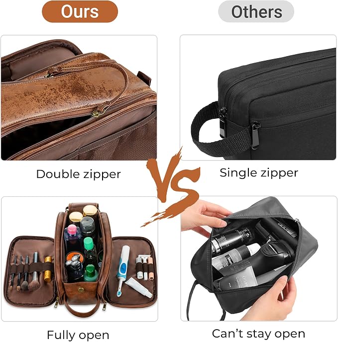 Elviros Toiletry Bag for Men, Large Travel Shaving Dopp Kit Water-resistant - Image 4