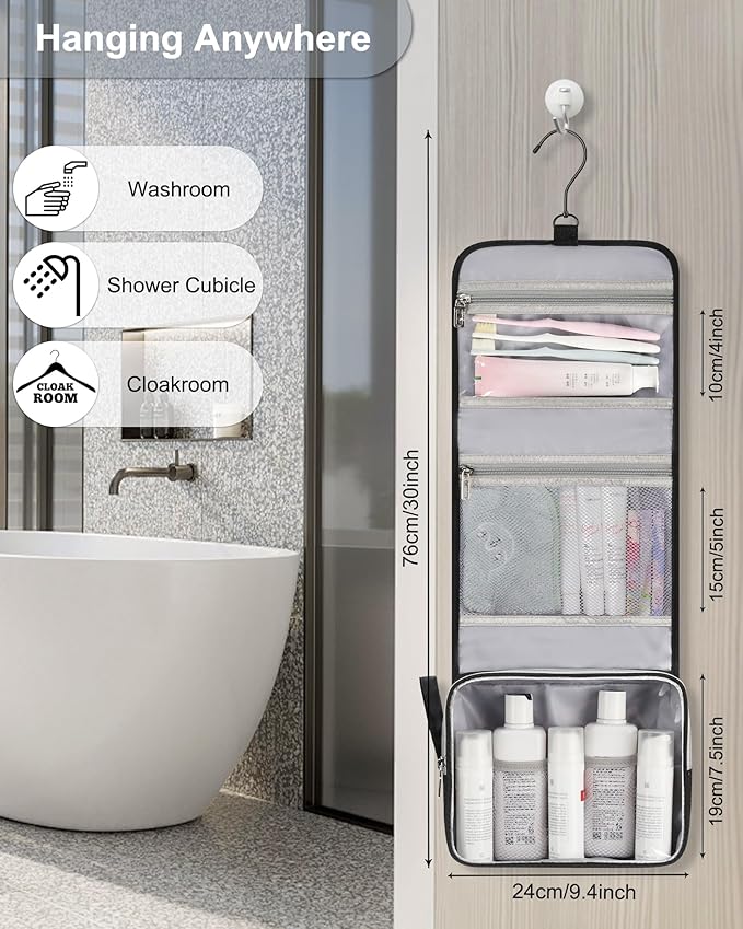 Small Hanging Toiletry Bag for Men and Women, Portable Hanging Organizer for - Image 3