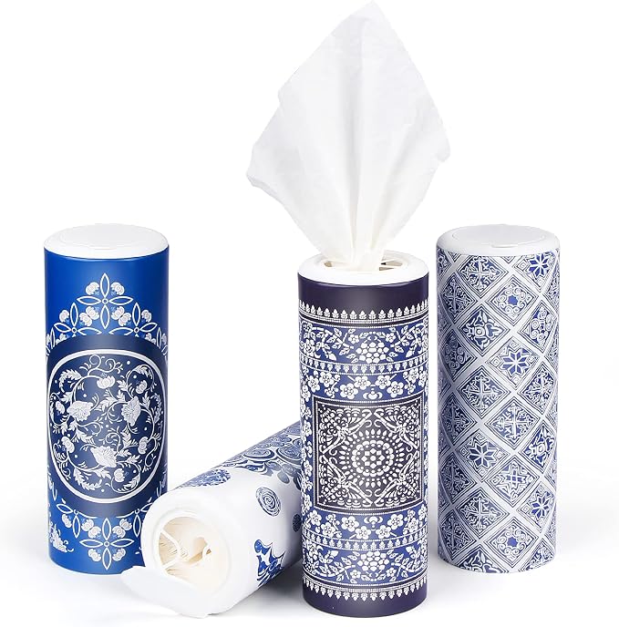 Car Round Canned Tissue Box Cup Holder Facial Tissues, Cylinder Tube Face Towel - Image 2
