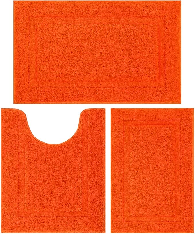 SHACOS Orange Fall Bathroom Rugs Sets 3 Piece, Soft Fluffy Water Absorbent Bath by SHACOS