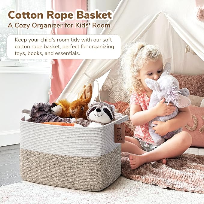 Goodpick Woven Storage Baskets for Organizing, Blanket Basket Living Room - Image 2