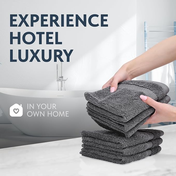 White Classic Luxury Cotton Washcloths 13x13 Inch - Image 6