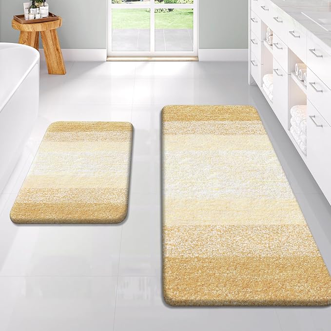 OLANLY Bathroom Rug Set 2 Piece, Soft Absorbent Microfiber Bath Rug Set by OLANLY