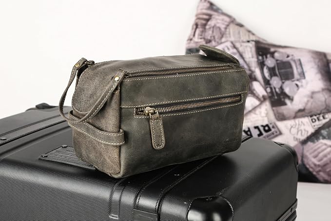 KomalC Premium Buffalo Leather Toiletry Bag - Image 8
