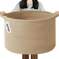 65L Large Blanket Basket, 19.7" L x 19.7" W x 13" H Rope Woven Baskets by HZFTJOY