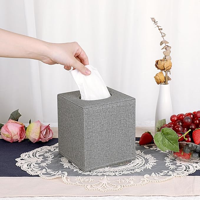 Sumnacon Square Linen Tissue Box Cover - Image 2