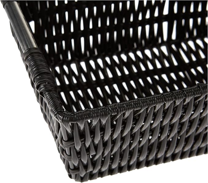 Whitmor 6500-2712-BLK Rattique Small Shelf Black Tote Basket - Image 3