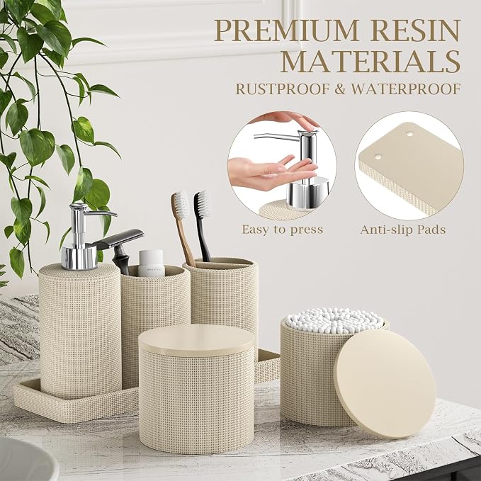 6-Piece Beige Bathroom Set - Image 4
