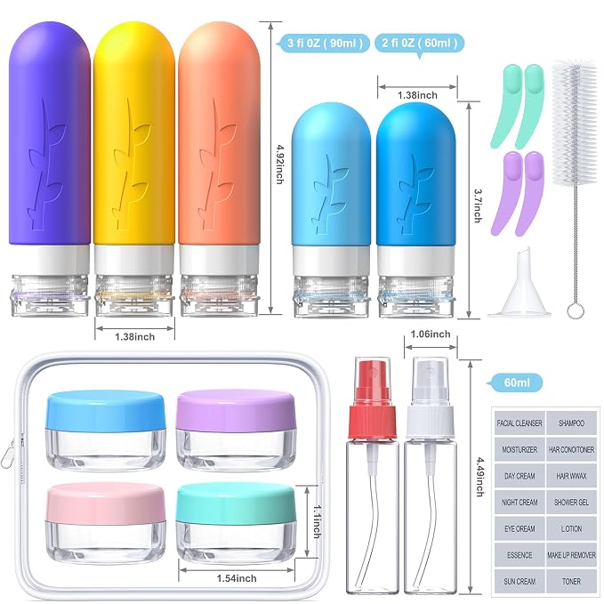 19pack Travel Bottles for Toiletries, TSA Approved Silicone Size Containers for - Image 2