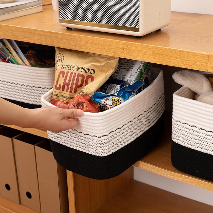 4 Pack Storage Baskets for Organizing, Decorative Cotton Rope Baskets for - Image 5