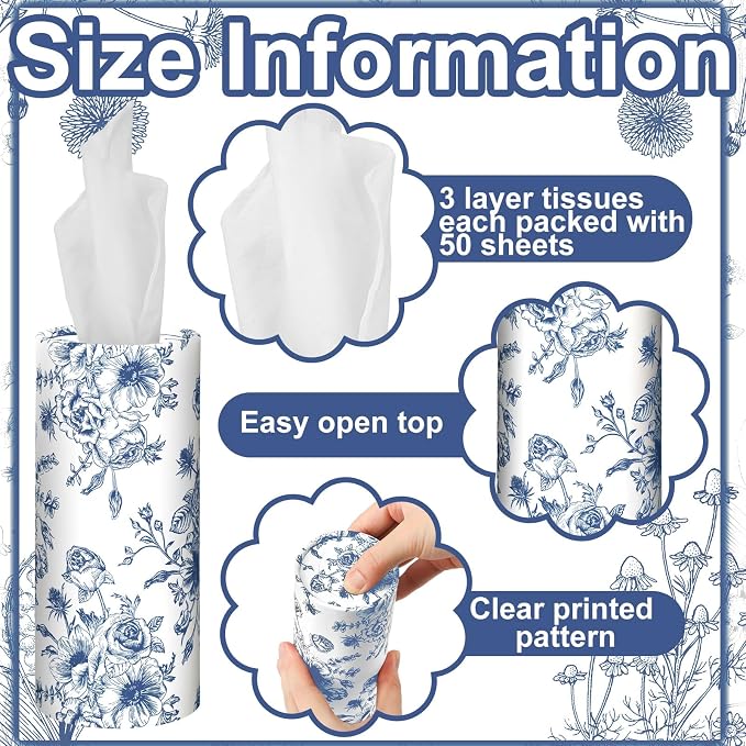 Zonon 8 Pcs Vintage Floral Round Tissues Box Car Holder - Image 5
