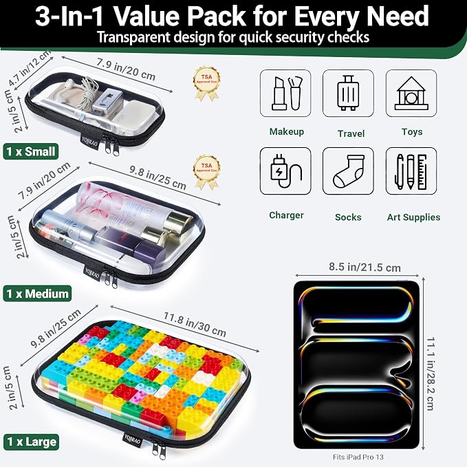 Hard Sided Clear Zipper Case for Storage- Professional-Grade Plastic Clear - Image 4